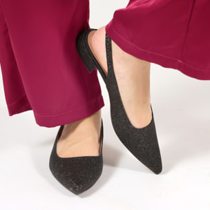 Ballerine slingback in simil pelle brillantinate