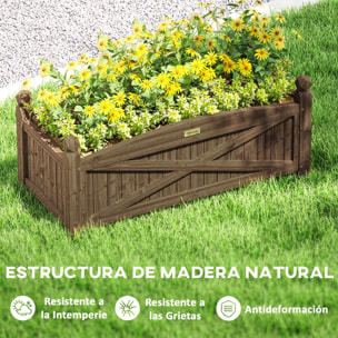 Jardinera de Madera Elevada Huerto Urbano Madera para Cultivar Plantas Flores Hierba Jardinera Rectangular para Jardín Balcón Terraza 90x39x37 cm Cafá© Oscuro