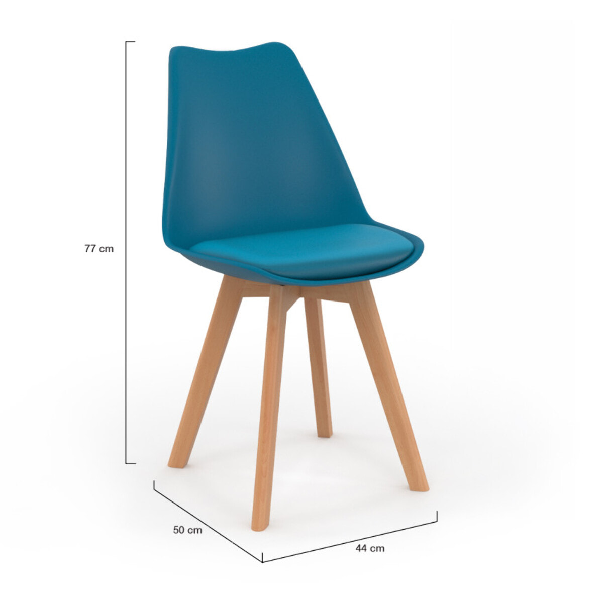 Chaises Nordia bleu canard pieds bois - lot de 4