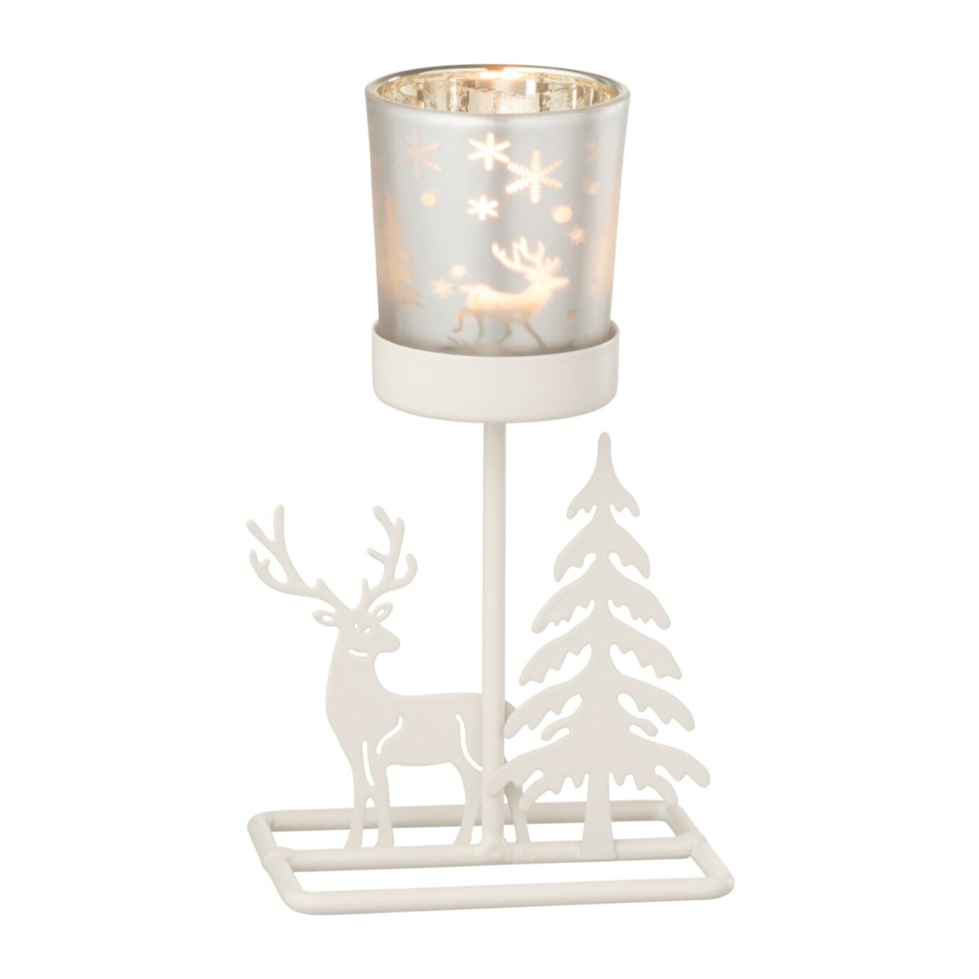 J-Line bougeoir Hiver - acier - blanc/rouge