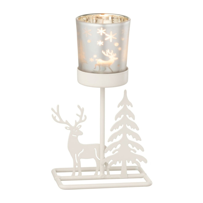 J-Line bougeoir Hiver - acier - blanc/rouge