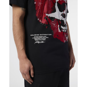 PHILIPP PLEIN Round Neck T-Shirt Red Skull Skull