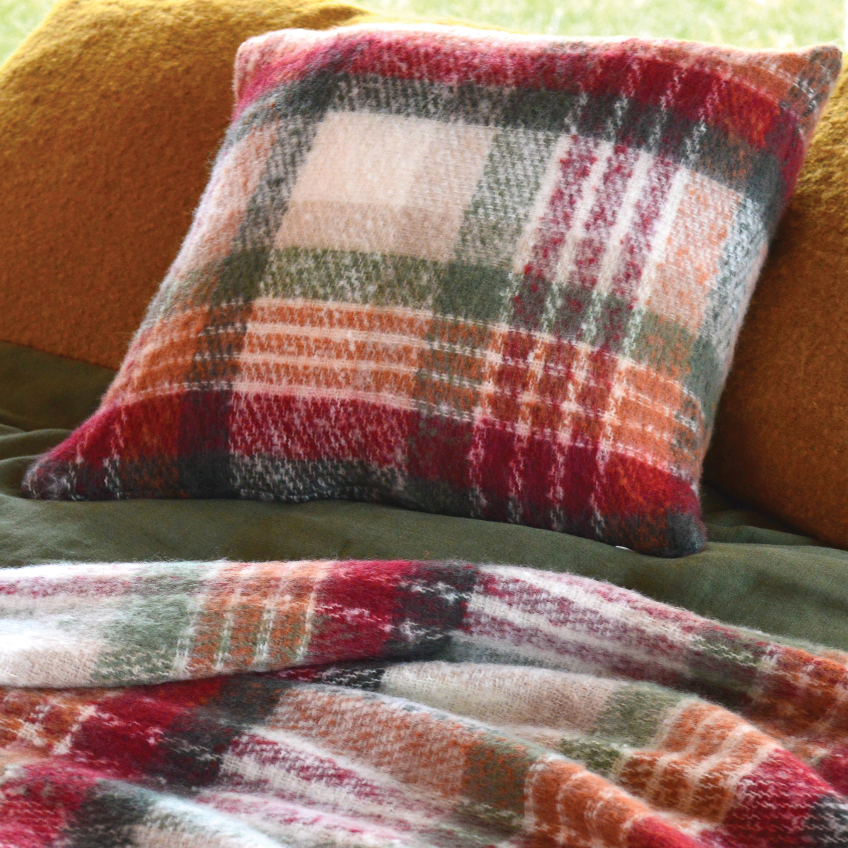 Housse de Coussin tartan Ecossais - Bordeaux