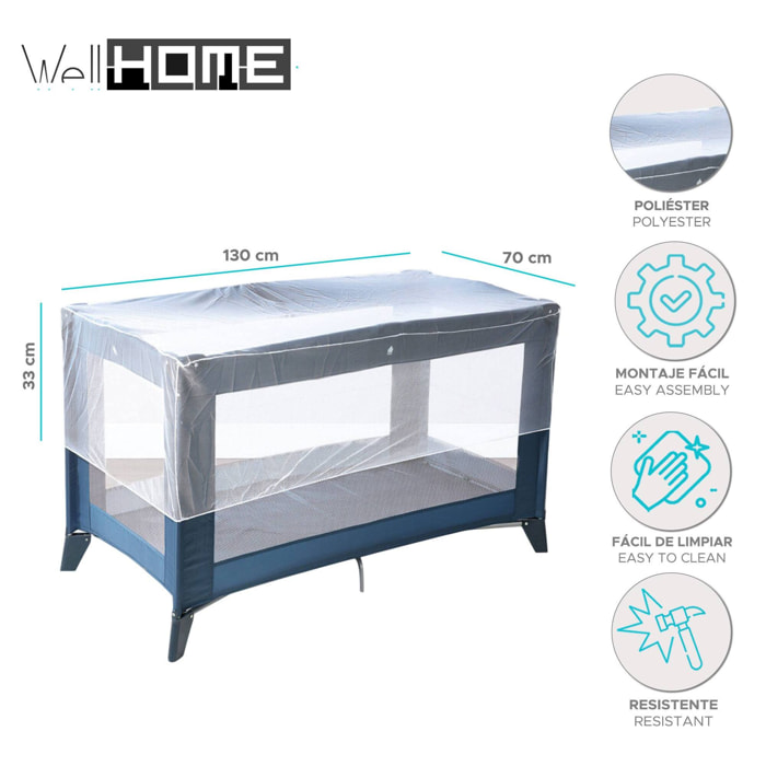 Well home mosquitera para cuna en poliéster 130x70x33cm