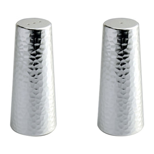 Salière et poivrière argent martelée