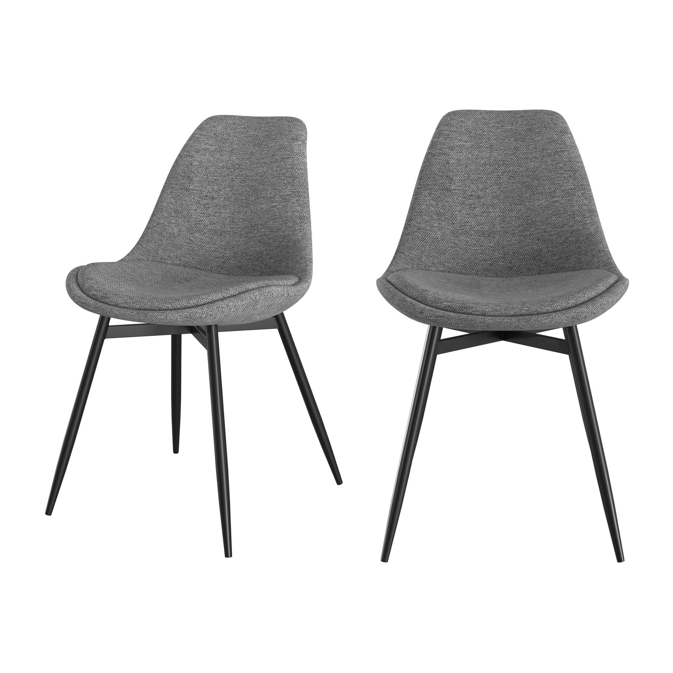 Lot de 2 chaises en tissu gris foncé chiné et pieds en métal - Filipi