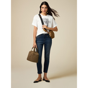 Oltre - Jeans skinny con bottone gioiello - Blu