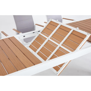 Salon de jardin 8 places aluminium blanc et bois TIFAINE