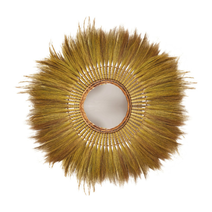 Miroir mural rond 116 cm en herbe de pampa - PLUME