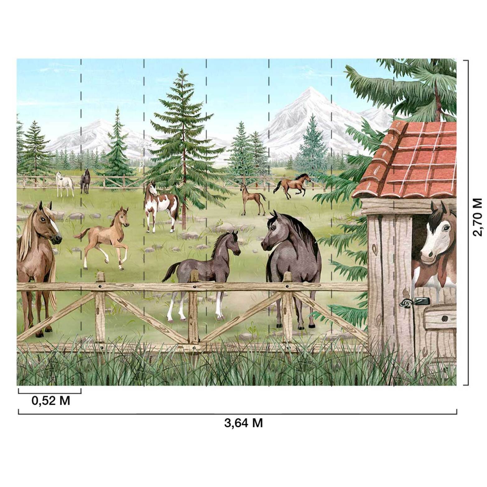Papier peint chevaux et western chambre garçon Intissé