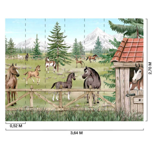 Papier peint chevaux et western chambre garçon Intissé