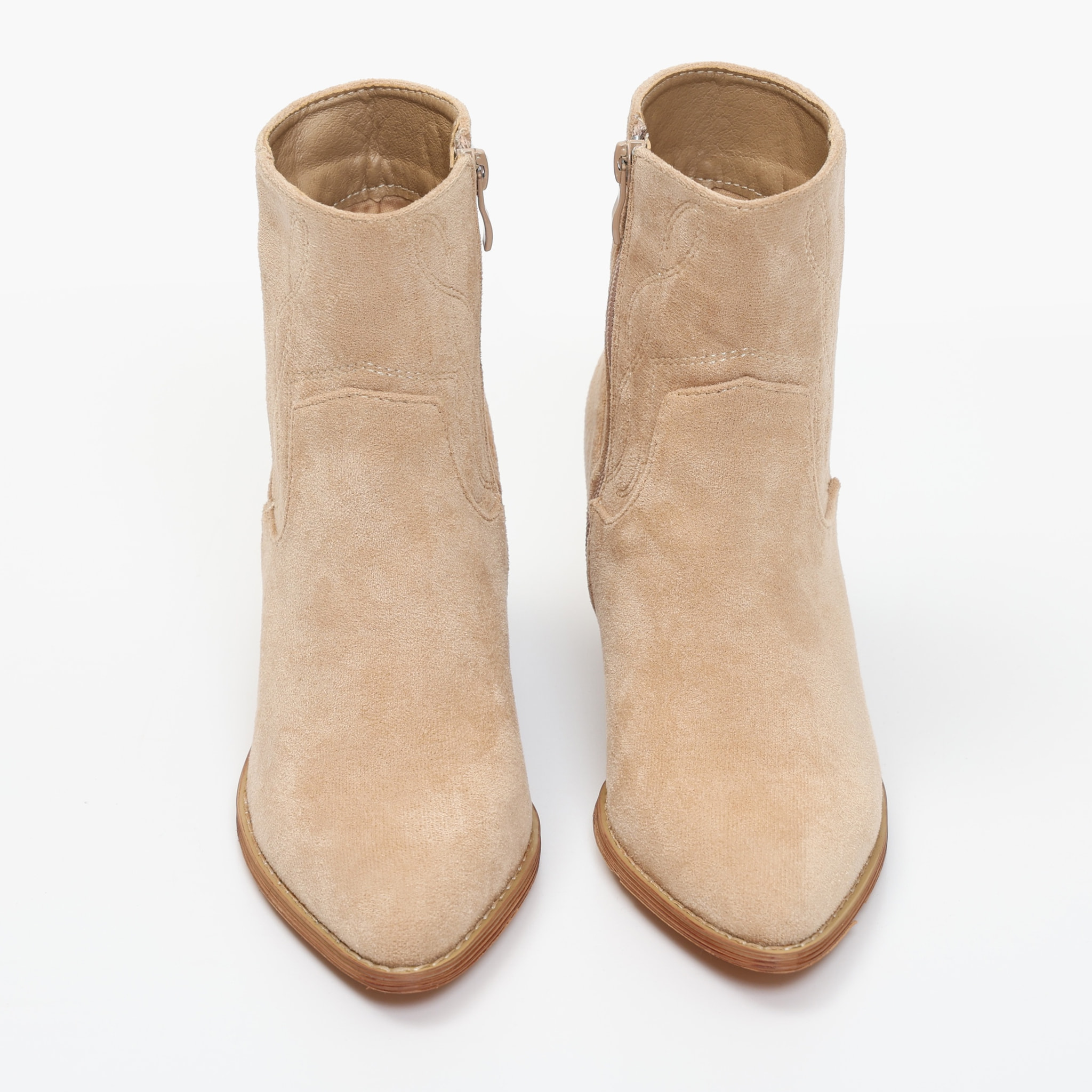 Stivaletti texani in simil pelle scamosciata con ricamo