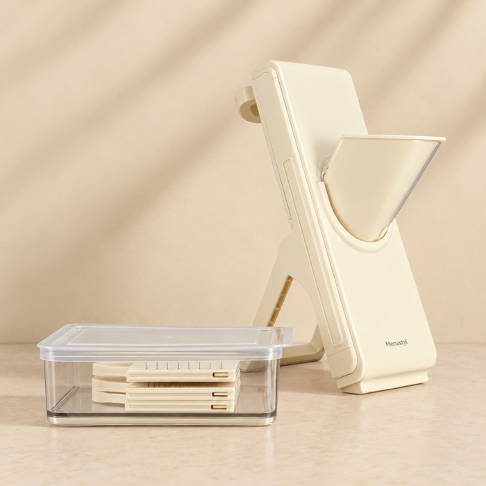 Mandoline verticale en polypropylène gris et acier inoxydable