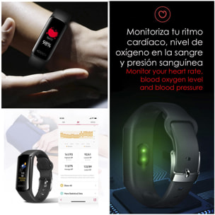 Bracciale intelligente TK30 con misuratore di temperatura corporea, multisport, frequenza cardiaca e pressione arteriosa.