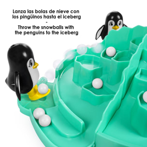 Pingüinos Lanza Bolas de Nieve. Juego de mesa de habilidad para 2 a 4 jugadores.