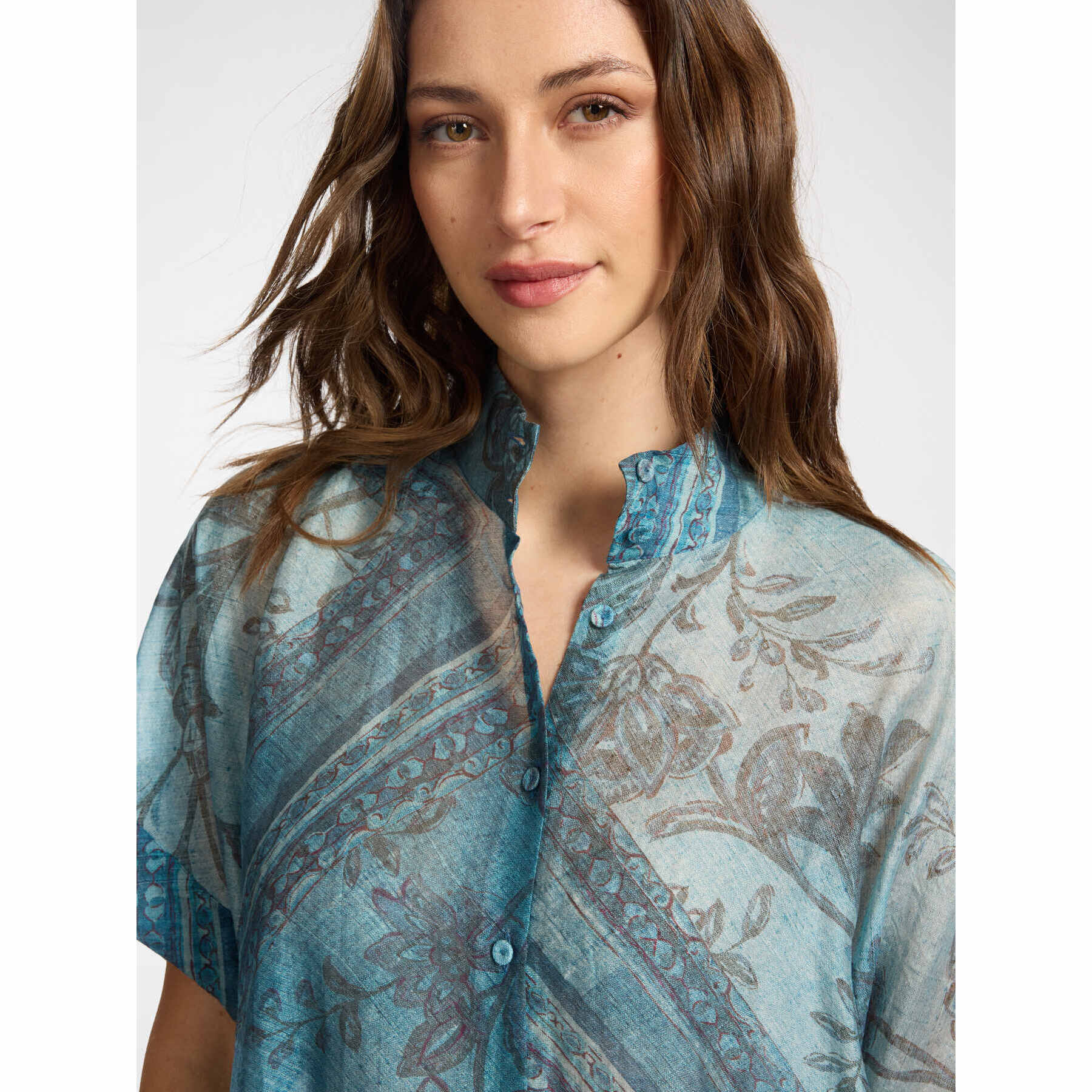 Elena Mirò - Camicia stampata in lyocell - Azzurro