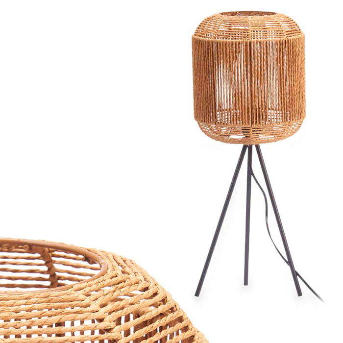 Lámpara trípode diseño cilindro cuerda. Potencia máxima 40W.
