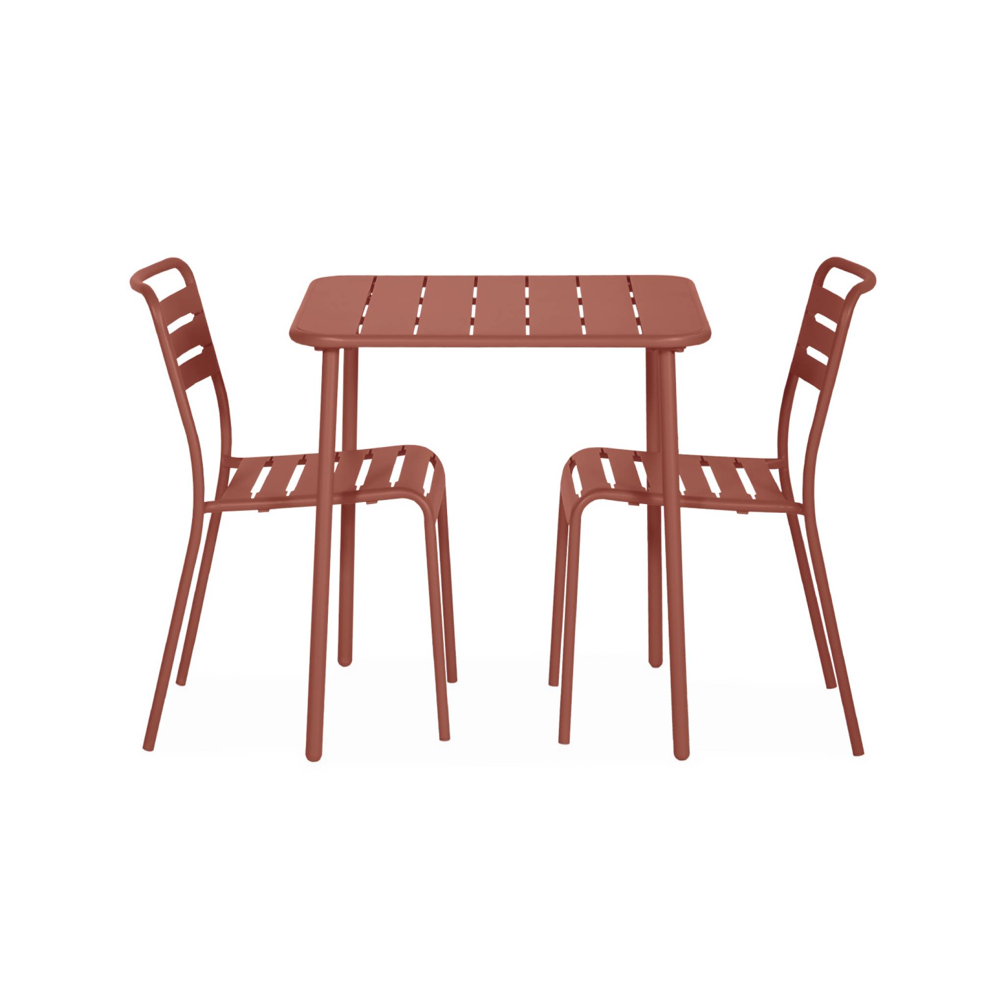 Table de jardin métal + 2 assises terracotta Amélia