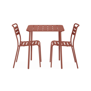Table de jardin métal + 2 assises terracotta Amélia