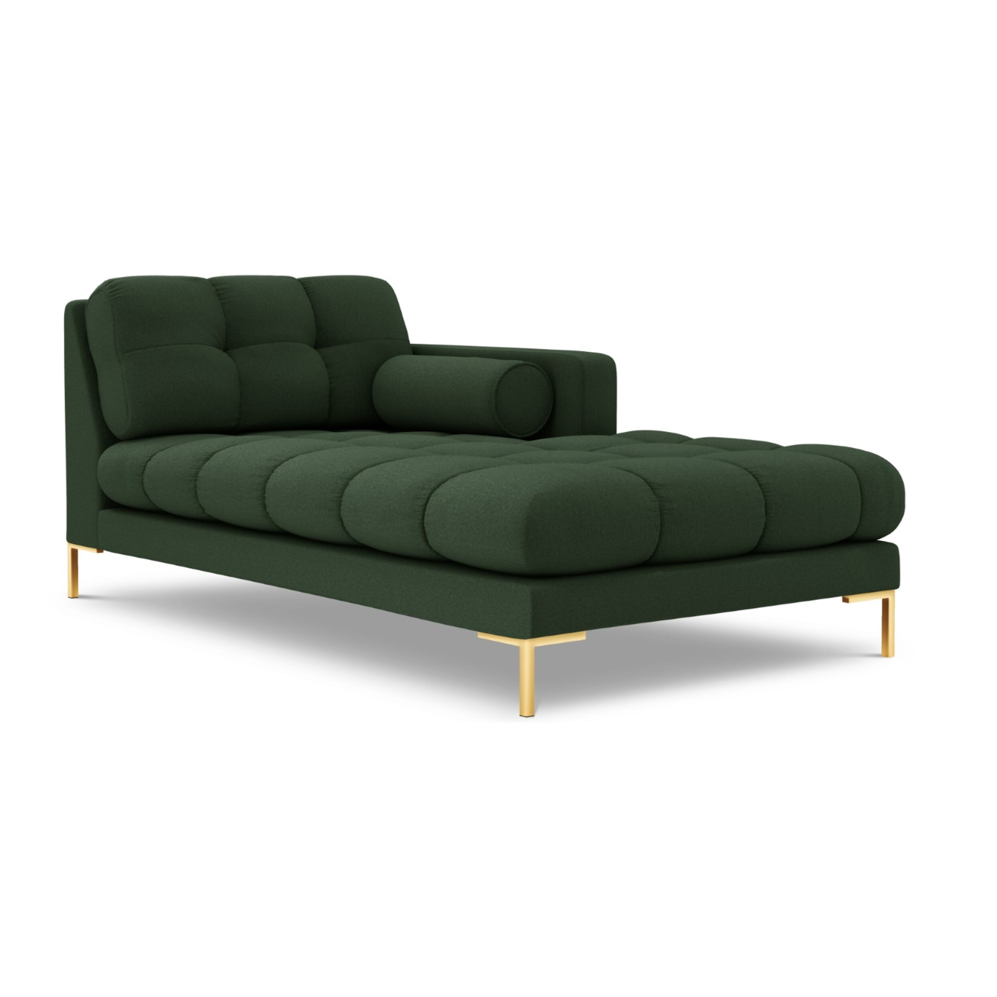 Méridienne droite "Bali" en tissu structurel vert foncé