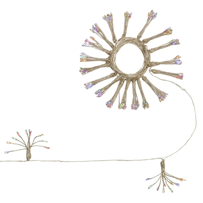 Guirlande lumineuse à pompons d'extérieur 10 m 500 LED multicolore fil cuivre 13 fonctions avec minuteur et transformateur