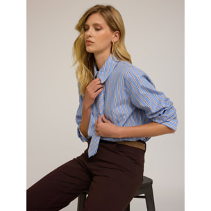 Motivi - Camicia a righe con cravatta strass - Azzurro