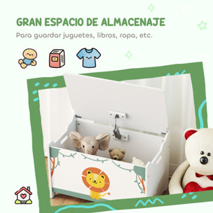 Caja de Almacenaje Juguetes, 53L, Baúl Juguetes Infantil, Organizador Juguetes con Tapa Abatible, Pistón de Gas para Niños, Niñas, Libros, Ropa en Guardería, Sala de Juegos, Dormitorio, Verde