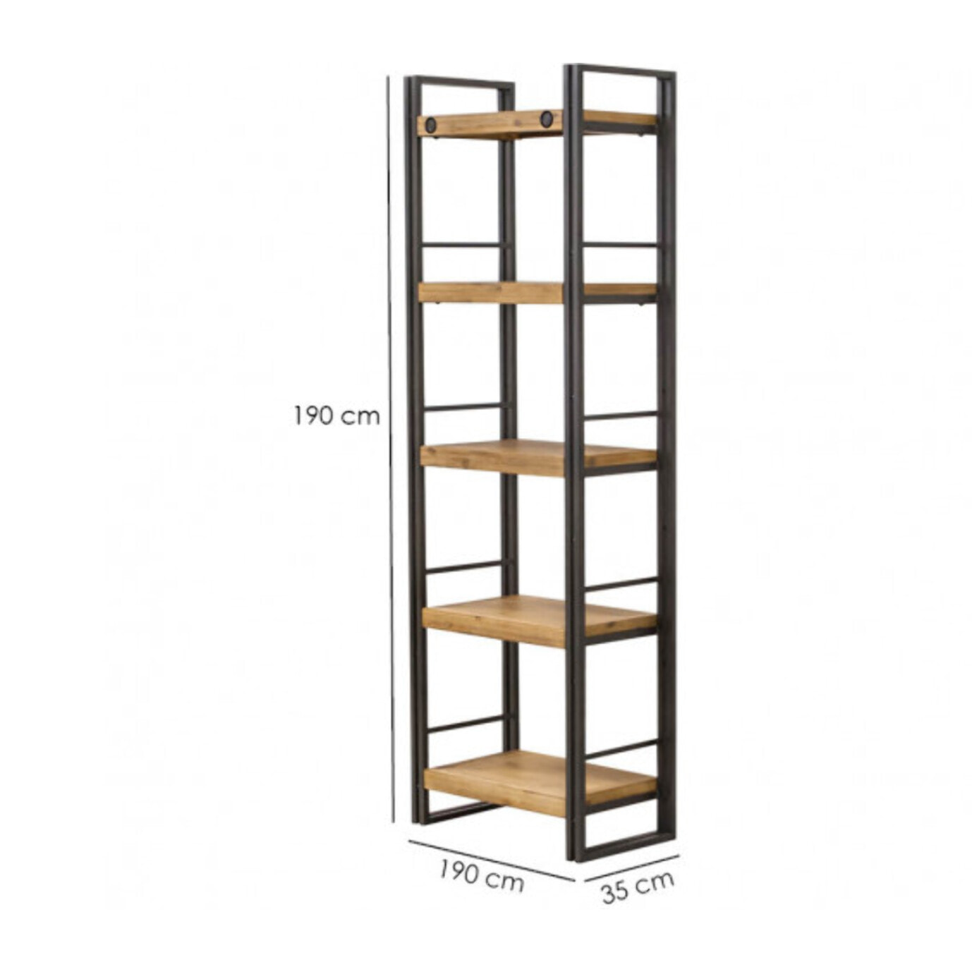 Bibliothèque en bois et métal 5 étagères - ATELIER