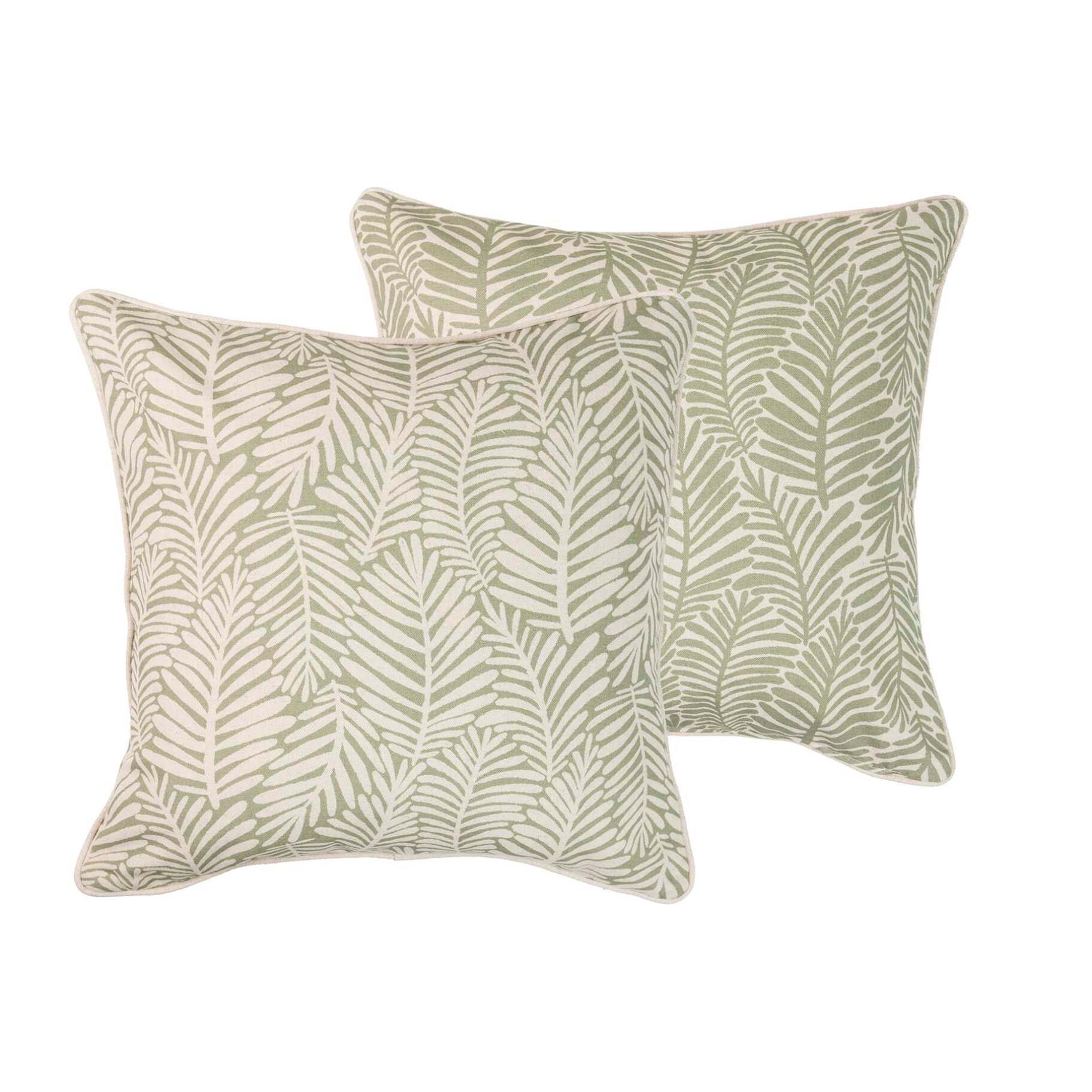 Cojín Lino Hojas Verdes 45x13x45 Cm