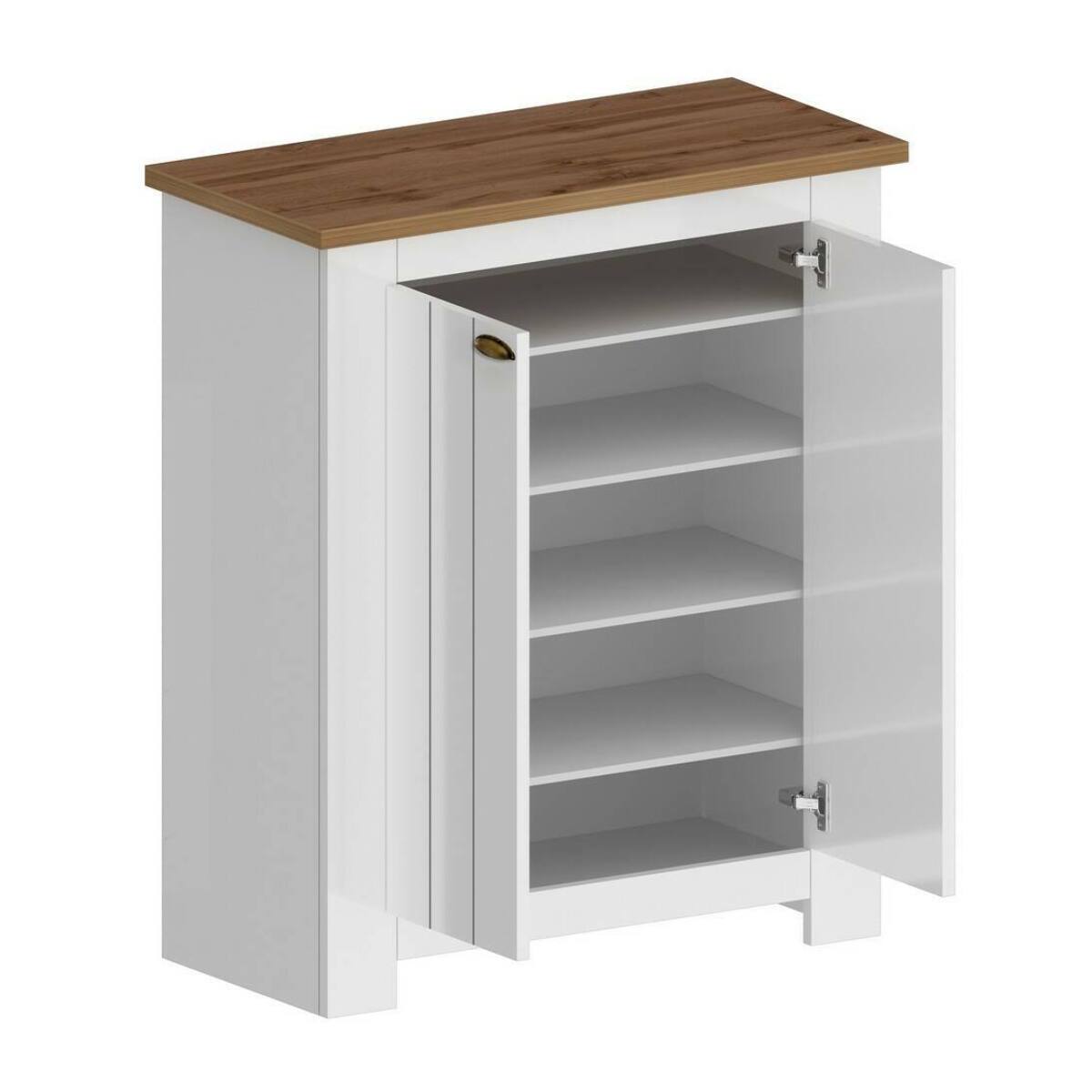 Scarpiera Adriatica, Porta scarpe salvaspazio a 2 ante, Armadio multifunzione da ingresso, 84x42h100 cm, Bianco e Rovere