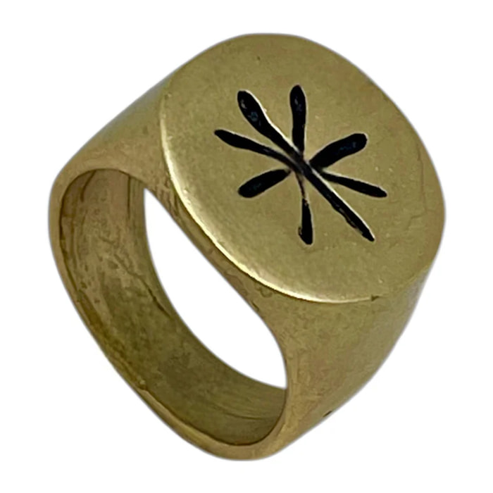 Anillo Sello Estelar en dorado chapado latón