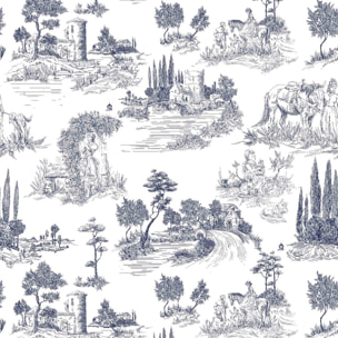 Funda nórdica El Caballo PAISAJE TOILE DE JOUY Azul - 100% algodón -