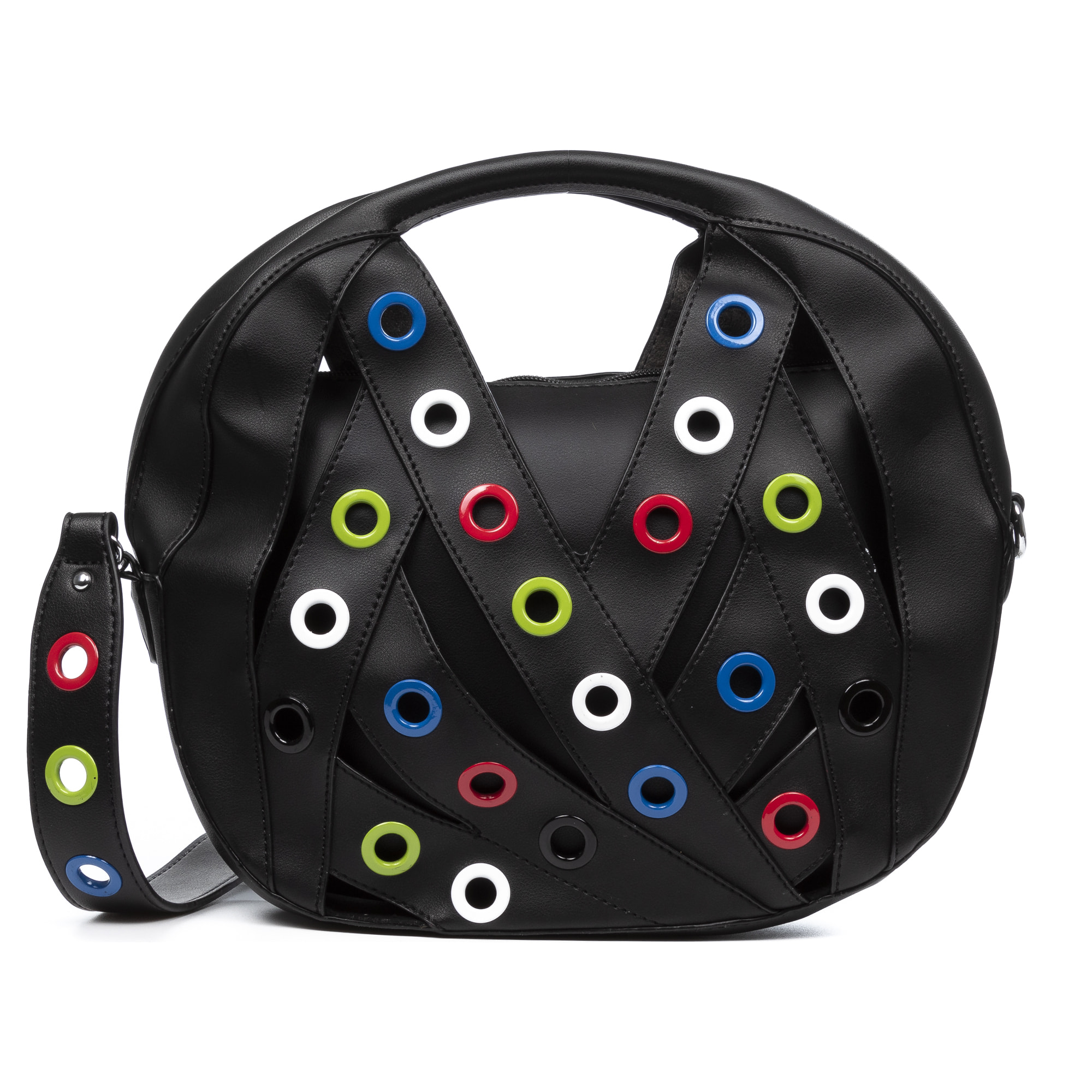 IRIA QUINTANA Amalfitana Borsa a mano da donna. Tessuto in pelle sintetica PU 34x8x24 cm. Colore nero