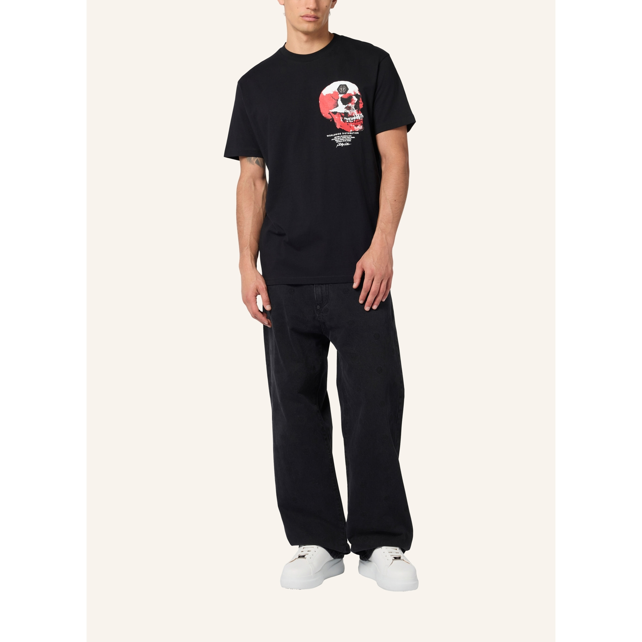 PHILIPP PLEIN Roundneck T-Shirt Puffy Red Skull Skull