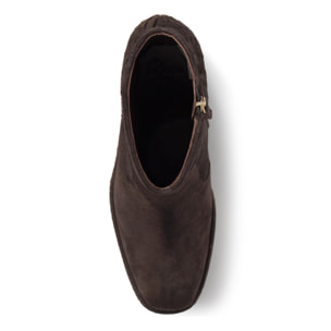 Botín de cuña Brelia en serraje con intrcciato y cierre de cremallera