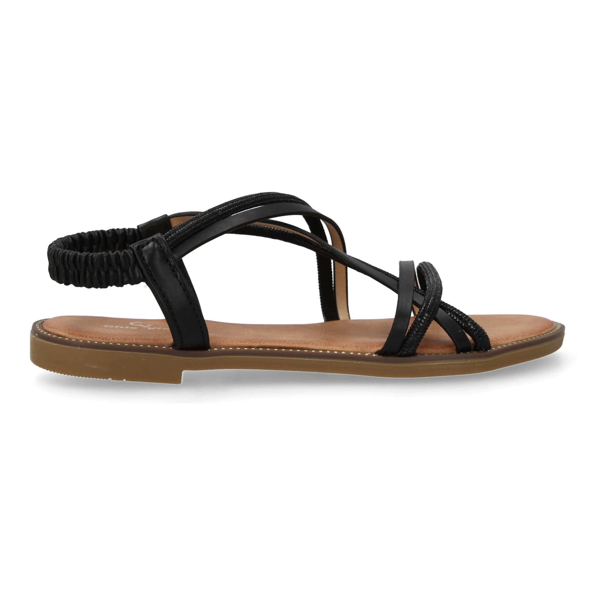 Sandalias planas para mujer, comodas elegantes con brillantes, diseño moderno