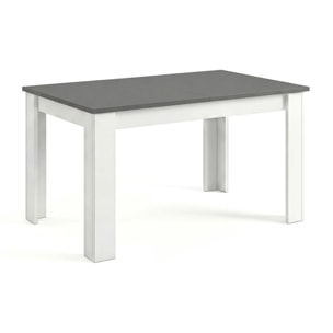 Mesa de comedor extensible en blanco mate y gris grafito 140-190x90 cm Sira Blanco Artik (Blanco Mate) - Gris Grafito