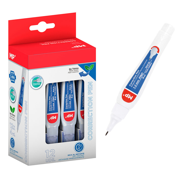 SET 12 uds CORRECTOR BOLÍGRAFO. 4 ml.