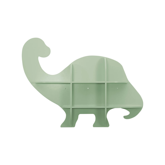 Etagère murale dinosaure 5 espaces de rangement vert - L 108 x P 16.5 x H 78.5 cm - Brachi