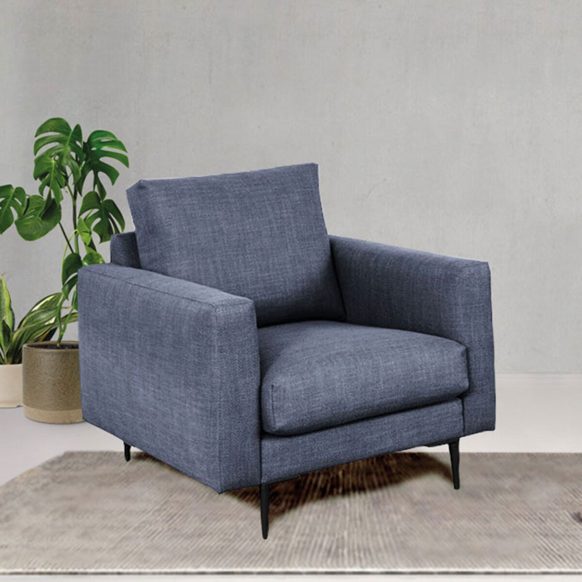 Fauteuil Caruso Tissu bleu - 1 Place