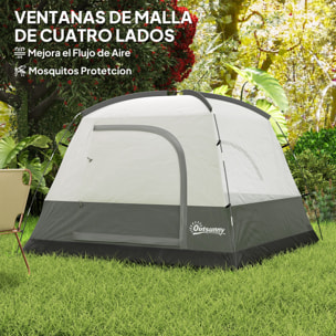 Tienda de Campaña para 2-4 Personas Tienda de Camping Plegable con Puerta Ventanas de Malla Bolsillo Gancho y Bolsa de Transporte Impermeable Fácil Instalación para Senderismo Naranja y Gris