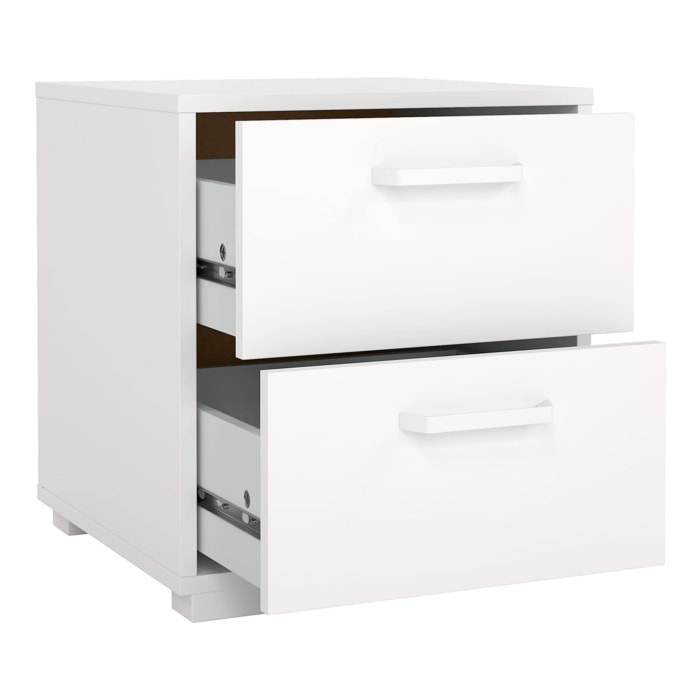 Comodino A 2 Cassetti Design Moderno E Minimalista Con Guide In Acciaio A Scorrimento Fluido Ideale Per Camera Da Letto 40.2 x 39.8 x 44.3 Cm Bianco
