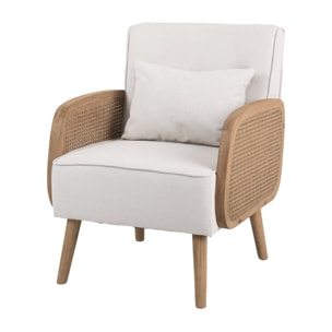 Fauteuil Corfu -textile et mousse pu-couleur naturel/beige 57 x 83 x 55 cm