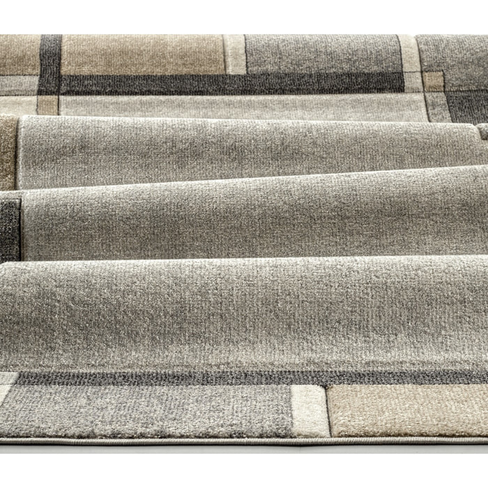 Tappeto Stile Moderno Geometrico Grigio-Beige