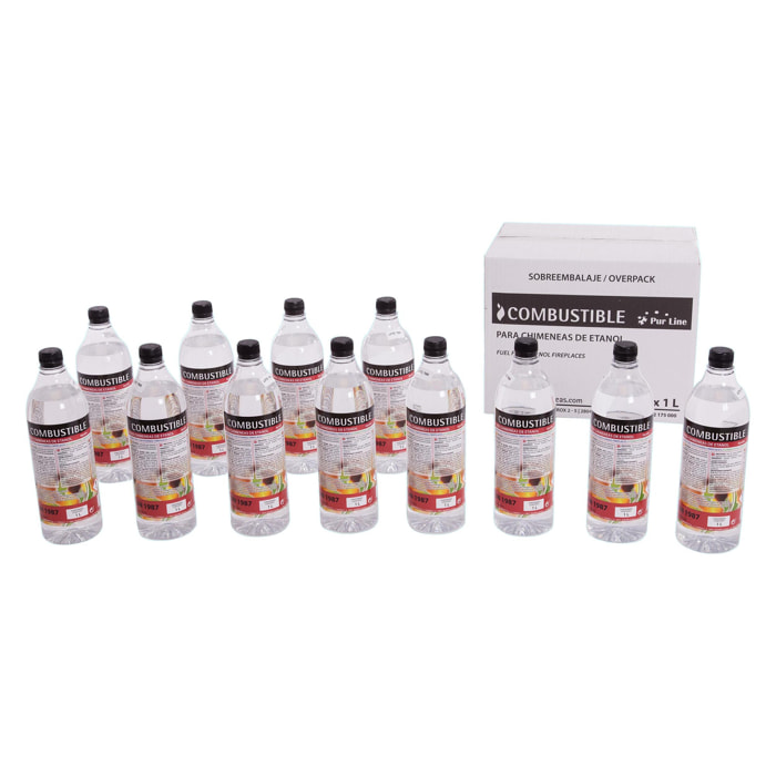 Combustible Etanol de origen natural aroma neutro. Caja 12 Botellas 1L LIQ-12B PURLINE