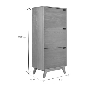 Buffet haut scandinave bois clair hévéa L60 cm LEENA