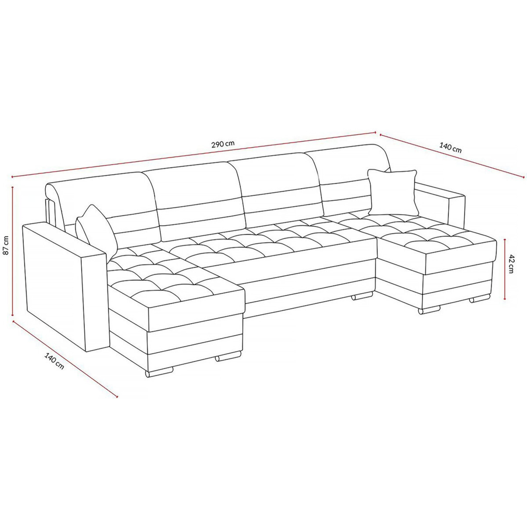 Canapé panoramique convertible avec coffres de rangement "Antoine" - 5 places - Gris foncé/ Gris clair