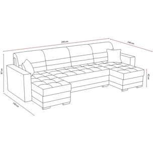 Canapé panoramique convertible avec coffres de rangement "Antoine" - 5 places - Gris foncé/ Gris clair