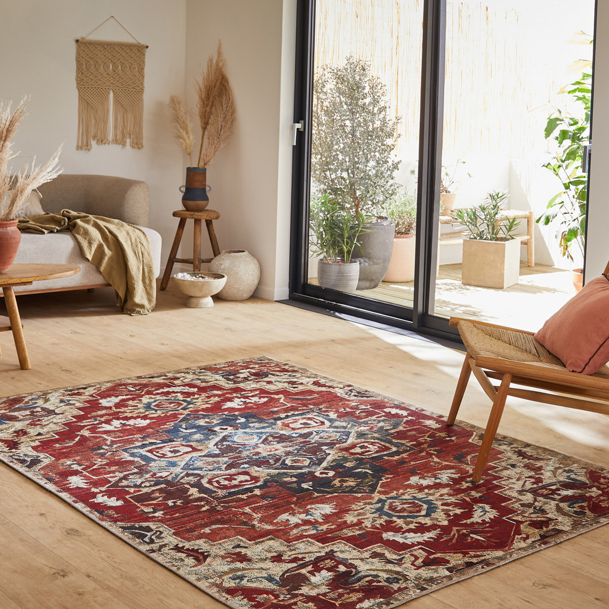 Radom - tapis vintage coloré lavable en machine à 30°c, multicolore