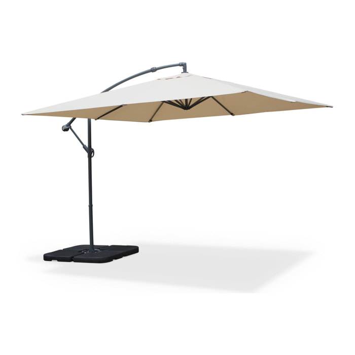 Parasol déporté carré 3x3m - Hardelot 3x3m - Beige - Manivelle anti-retour | Toile déperlante | Facile à utiliser